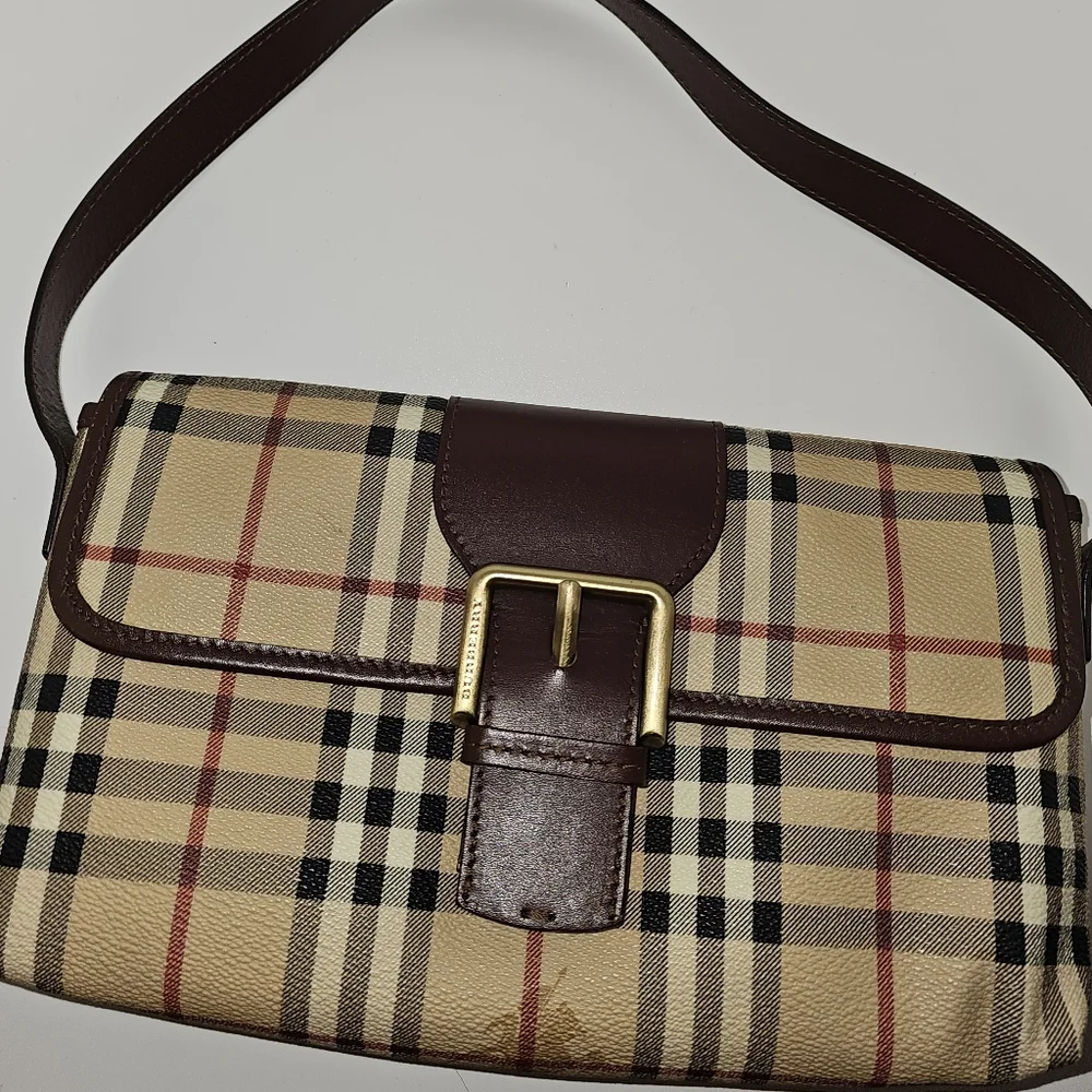 Burberry Shoulder Bag with Brown Leather Accents With COA and Branded Dustbag